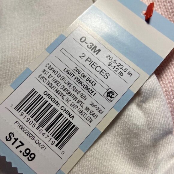 Cat & Jack Baby Girls 2PC Pink Ruffle Sweater Romper Outfit Set 0-3MO NWT - Picture 5 of 6